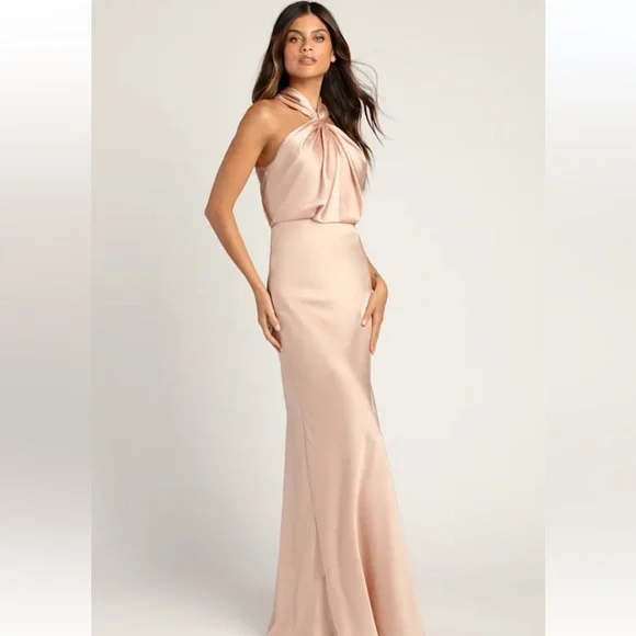 NWT ASOS Design Satin Halter Maxi Formal Gown Dress. Size 6. Medium. - Picture 4 of 16